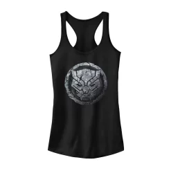 Juniors' Marvel Black Panther Cracked Stone Logo Tank Top