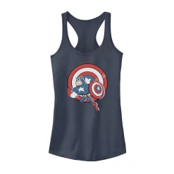 Juniors' Marvel Captain America Cartoon Style Tank Top