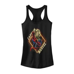 Juniors' Marvel Captain Marvel Glow Diamond Logo Tank Top
