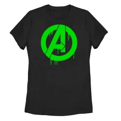 Juniors' Marvel Halloween Oozing Avengers Logo Tee