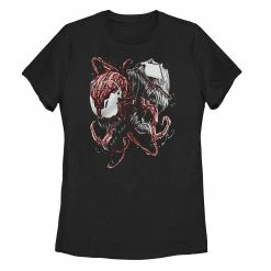 Juniors' Marvel Venom And Carnage Head Shot Tee