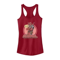 Juniors' Marvel Deadpool Sarcastic Circle Portrait Logo Tank Top
