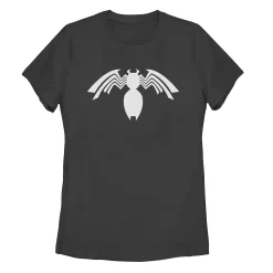 Juniors' Marvel Venom White Chest Logo Tee