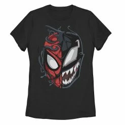 Juniors' Marvel Spider-Man Peter Venom Split Face Tee