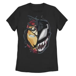 Juniors' Marvel Iron Man Venom Split Face Tee