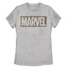 Juniors' Marvel Cheetah Print Brick Logo Tee