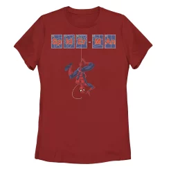 Juniors' Marvel Spider-Man Periodic Element Tiles Tee