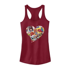 Juniors' Marvel Heart Panels Comic Tank Top