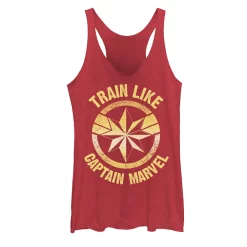 Juniors' Marvel Built Like Captain Marvel Icon Logo Tank Top