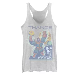 Juniors' Marvel Thanos Cosmic Infinite Power Text Tank Top