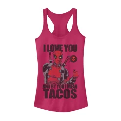 Juniors' Marvel Deadpool I Love Tacos Valentine's Day Graphic Tank