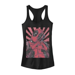 Juniors' Marvel Deadpool Closed Hand Heart Graphic Tank