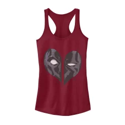 Juniors' Marvel Deadpool Heart Mask Valentine's Graphic Tank