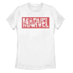 Juniors' Marvel Kawaii Superheroes Logo Tee