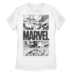 Juniors' Marvel Avengers Retro Action Panel Fill Tee