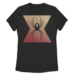 Juniors' Marvel Black Widow Gradient Spider Logo Tee