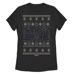 Juniors' Marvel Hawkeye Christmas Knit Style Graphic Tee