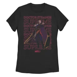 Juniors' Marvel What If Doctor Strange Supreme Text Stack Graphic Tee