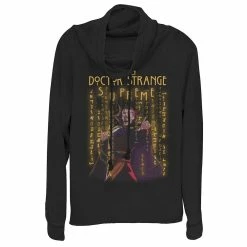 Juniors' Marvel What If Doctor Strange Glyphs Poster Cowl Neck Graphic Pullover