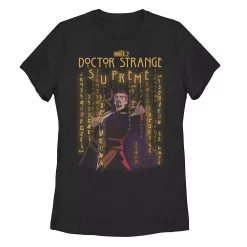 Juniors' Marvel What If Doctor Strange Glyphs Poster Graphic Tee