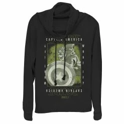 Juniors' Marvel What If Captain America Zombie Box Poster Cowlneck Pullover