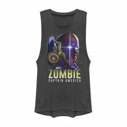 Juniors' Marvel What If Captain America and Watcher Zombie Poster Muscle Tank