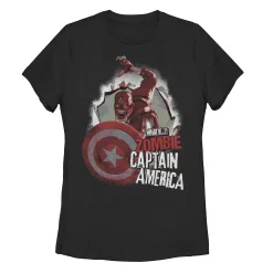 Juniors' Marvel What If Captain America Zombie Burst Poster Tee