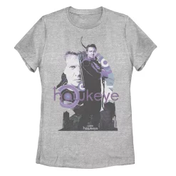 Juniors' Marvel Hawkeye Purple Hue Collage Tee