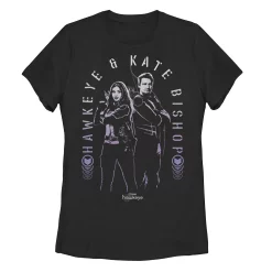 Juniors' Marvel Hawkeye & Kate Bishop Gradient Hue Stamp Tee